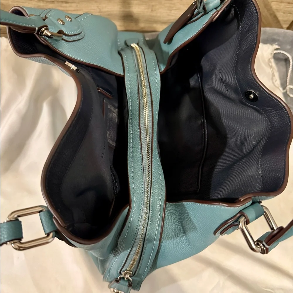 Coach Pebble Leather Shoulder Bag in Teal Blue - Picture 3 of 11